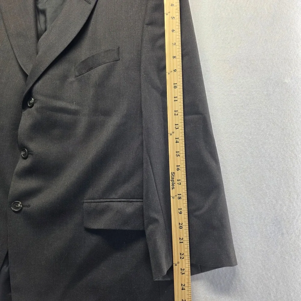 Lauren Ralph Lauren 48R Charcoal Grey‎ Black Wool 3 Button Blazer Jacket Vest
